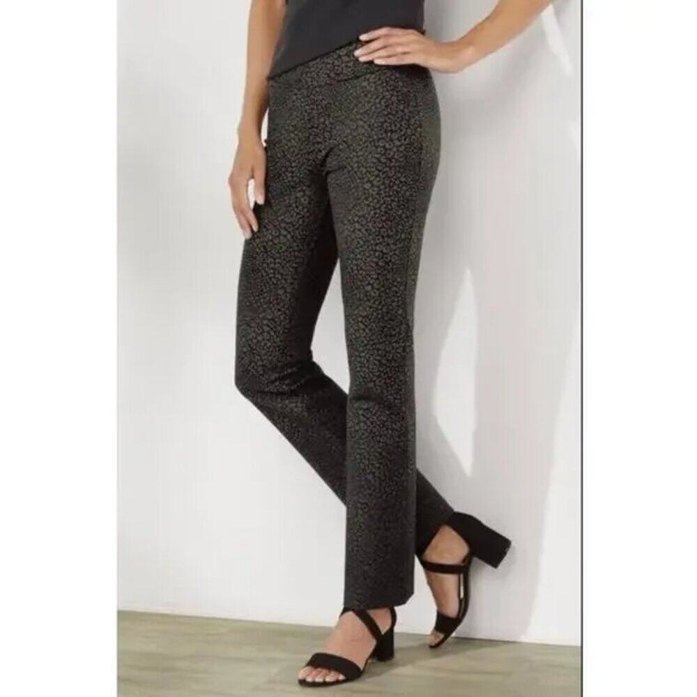 Soft Surroundings Leontine Ponte Boot Pull On Pants Leopard Print Petite Small